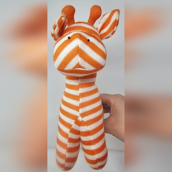 Jellycat Striped Orange White Geoffery Giraffe Soft Baby Chime Rattle Toy 9 in - Picture 2 of 13